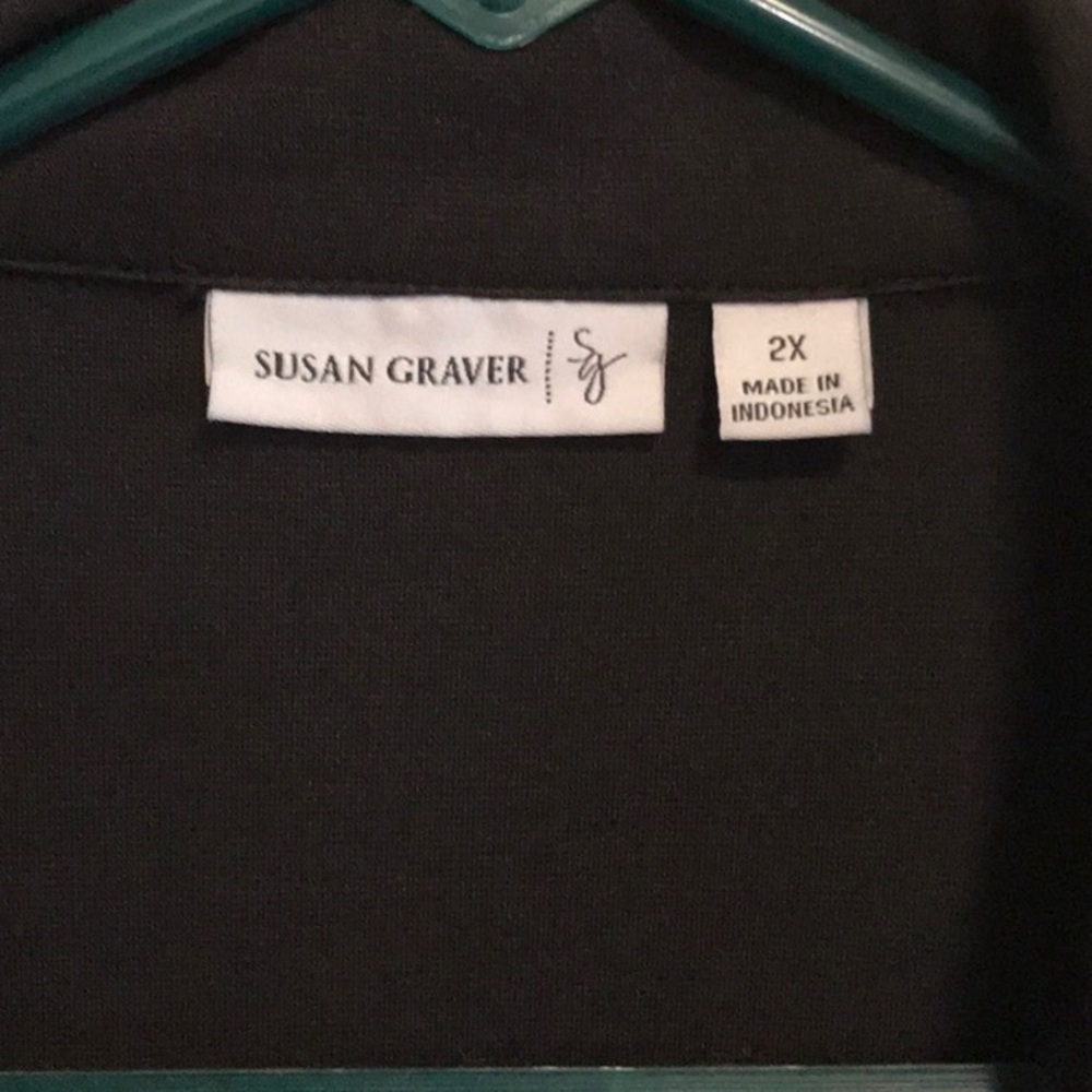 Preowned Susan Graver Women’s blazer - stretch knit, ruched sleeves, black, 2X - Picture 5 of 8